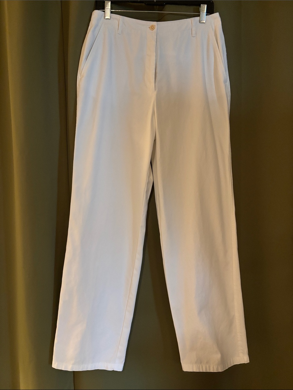F by Faconnable - Women’s Straight-Leg White Pants with Side Pockets - Size 10
